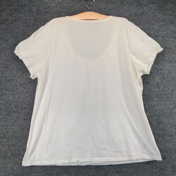 JMS Just My Size Round Neck Tunic Top Womens Plus Size 3X Short Sleeve White - Picture 8 of 14